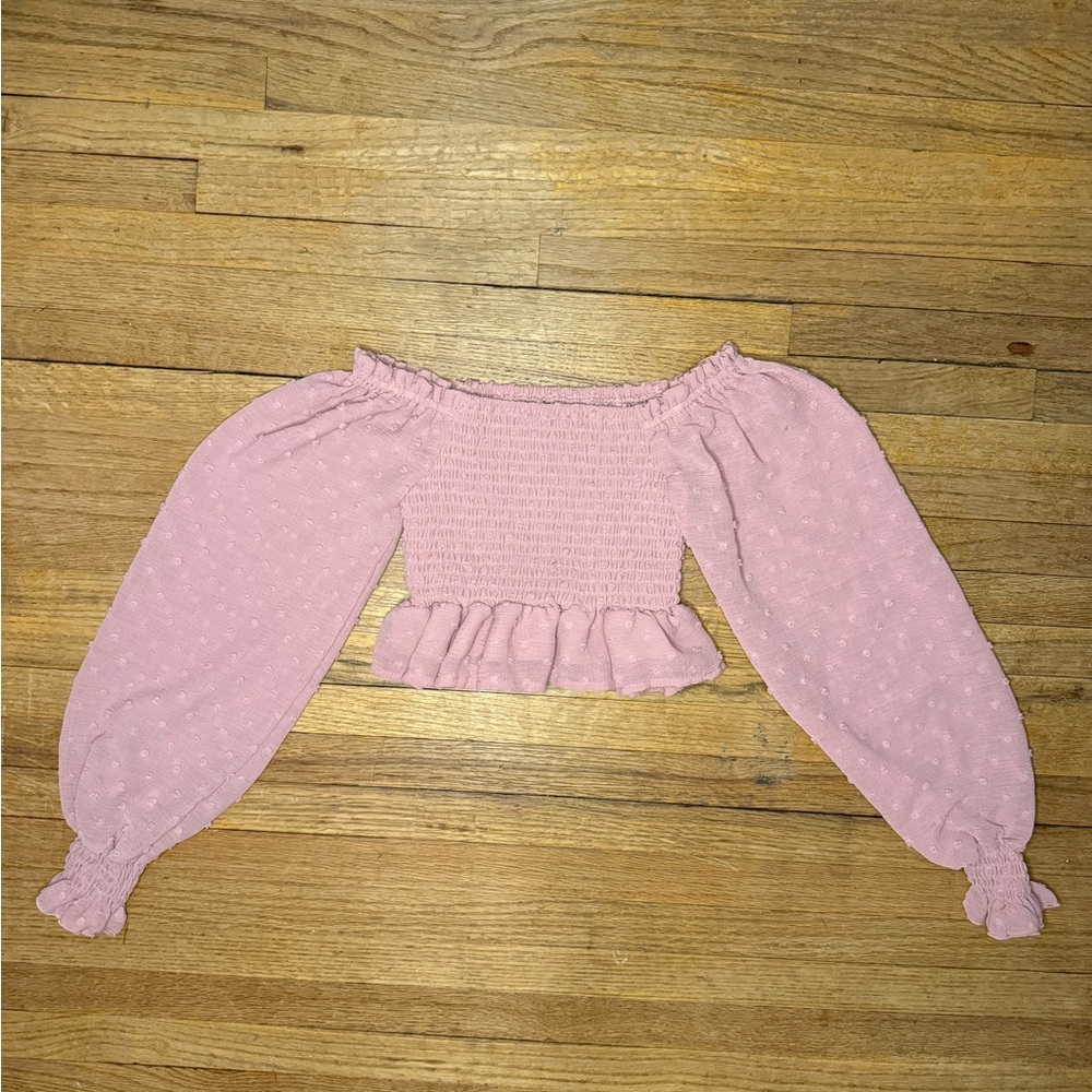 Aqua Blush Pink Kids Ruffle Blouse